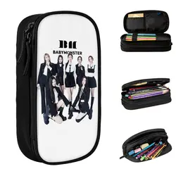Babymonster Music Pencil Cases Fashion KPOP Pen Bags Student Large Storage Students School Zipper Pencil Box