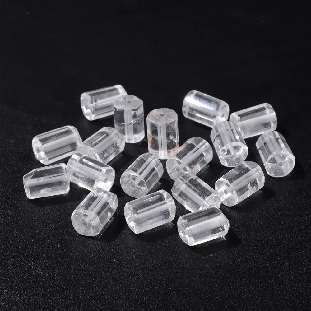 Natural Transparent White Clear Quartzs Tube Bead Healing Crystal Loose spacer Bead For Jewelry Making necklace Bracelet 12x18MM