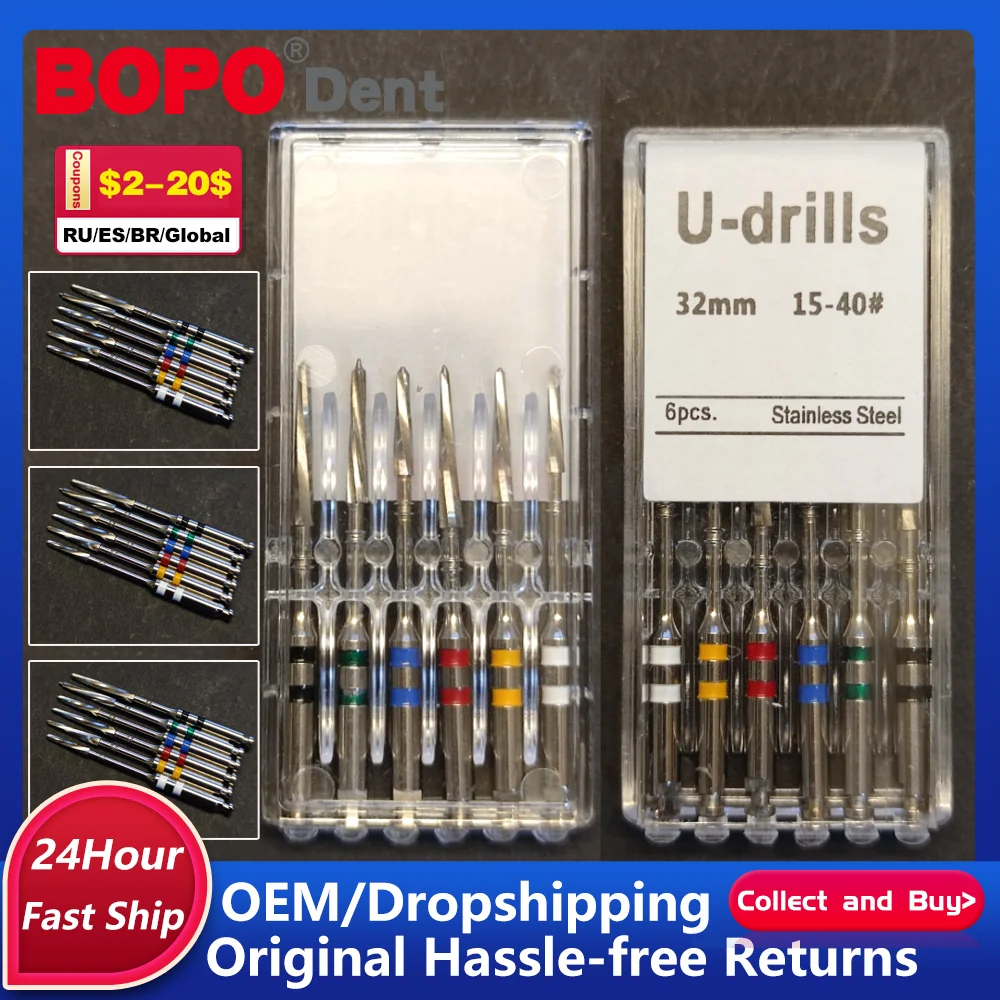 

6Pcs/Box Dental Engine Use Endodontic Gates Drill Glidden Rotary 28mm/32mm #1-6 Stainless Steel Endo Files Dentist Tooldentistry