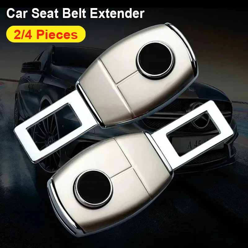 1/2/4 Pieces Car Seat Belt Clip Extender Alloy Seatbelt Lock Buckle Plug Auto Fastener Converter Clip Safety Belt Decoration