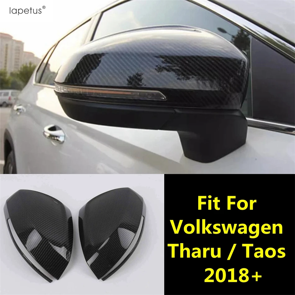 Car Rearview Mirror Caps Shell Protection Cover Trim Fit For VW Volkswagen Tharu / Taos 2018 - 2023 ABS Carbon Fiber Accessories