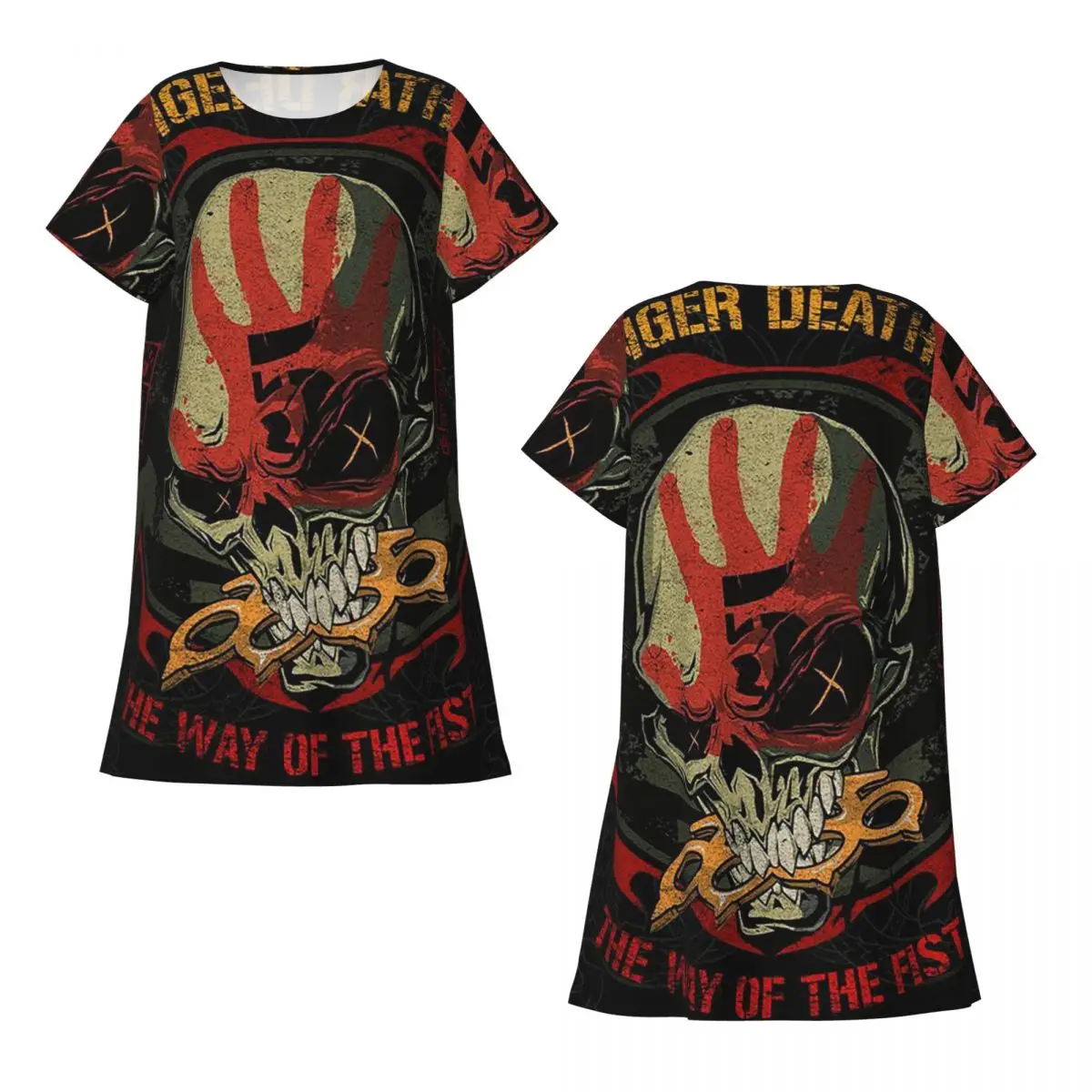 Five Finger Death Punch Short Sleeves Nightdress For Sleeping Sleepshirts Women Short Sleeve Nightgowns Loose Pajama Dress