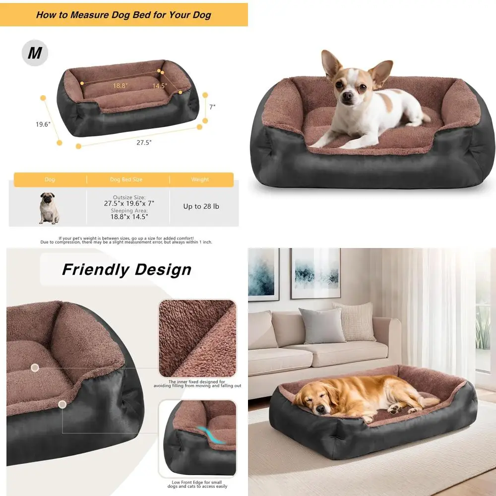 

Washable Side-Enclosed Dog Bed, Comfortable & Breathable Pet Couch with Non-Slip Base, Black