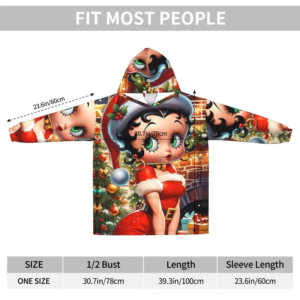 B-Bettys Boops Blanket Hoodie Wearable Blanket Large with Pocket Warm Sleeping Bag Soft Cozy Onesie view 5