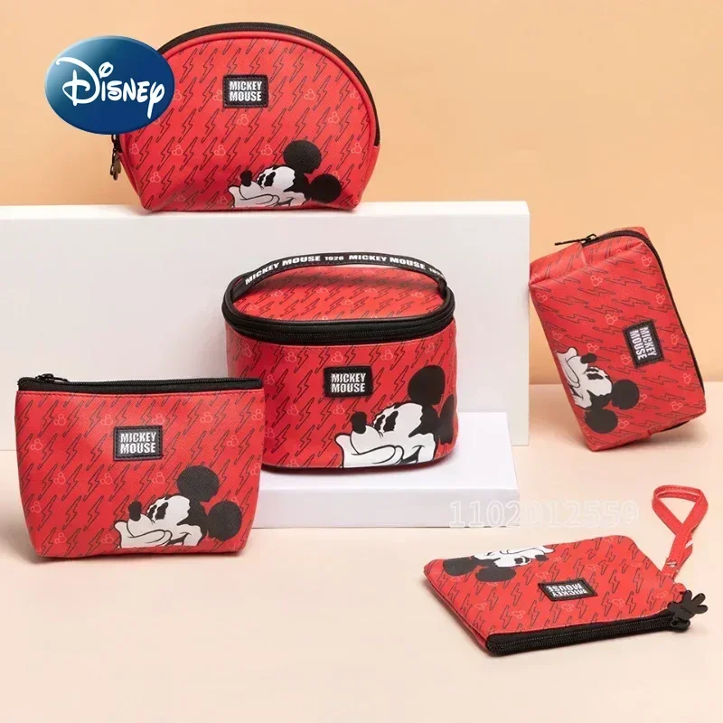 Disney Mickey New Cosmetic Bag Multifunctional 5-piece Storage Cosmetic Bag Pvc Fashion Trend Travel Storage Toiletry Bag