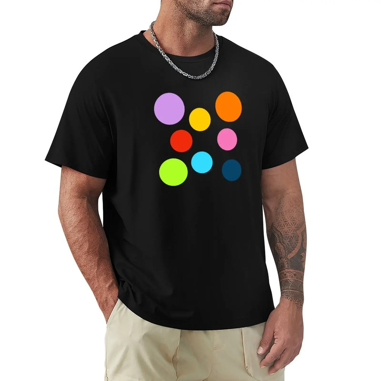 Rainbow Polka Dots Fun Exciting Pattern T-Shirt Quick Dry Training Short Sleeve Tee