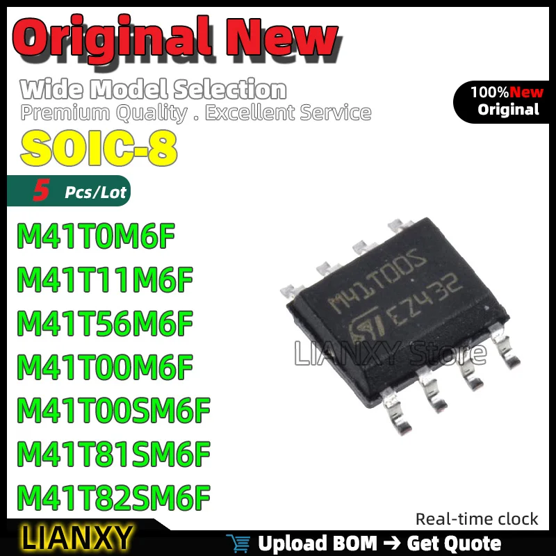 5pcs SOIC-8 M41T0M6F M41T11M6F M41T56M6F M41T00M6F M41T00SM6F M41T81SM6F M41T82SM6F Real-time clock New Original