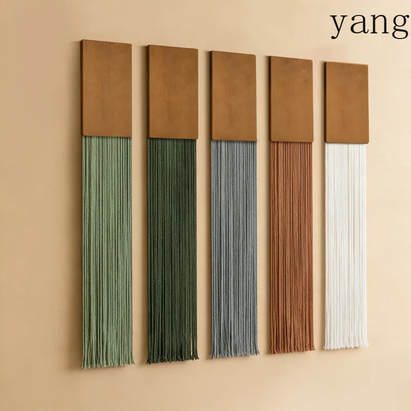 

CX wood board fringed wall decoration cotton rope, hand-woven tapestry wall hanging, Nordic style retro home wall decoration