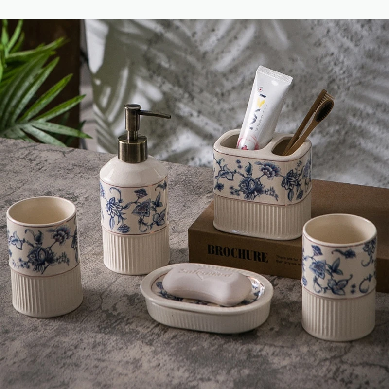 

Style Simple Ceramic Wash Kit Hotel Hand Soap Bottle Soap Dispenser Soap Dish Set Home Bathroom Accessories