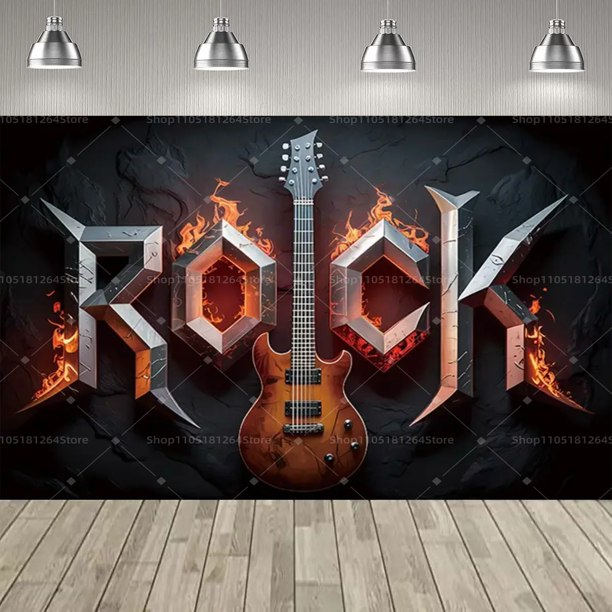 Rock Roll Music Theme Party Decoration Backdrop  Music Event Guitar Microphone Drum Party Decoration Banner Party Supplies - Image 6