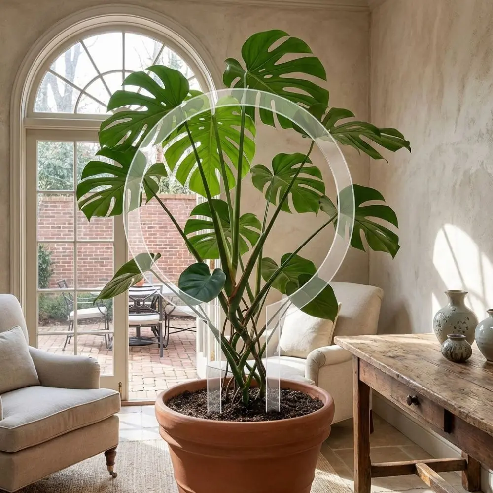 Transparent Acrylic Plant Bracket Round Shape Weather-resistant Plant Trellis Sturdy Plants Growth Stand Indoor Plants