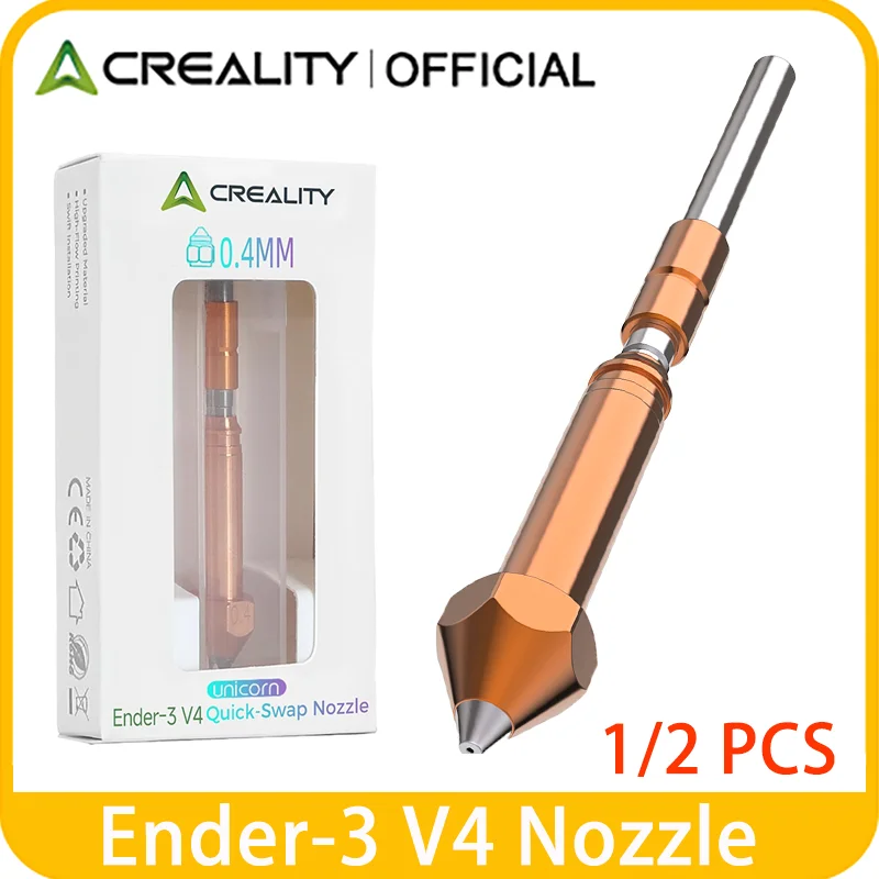 

1/2 шт. Оригинальное сопло Creality Ender 3 V4, цельнометаллическая конструкция, интегрированное сопло с защитой от засоров и плавной подачей для 3D-принтера Ender3 V4
