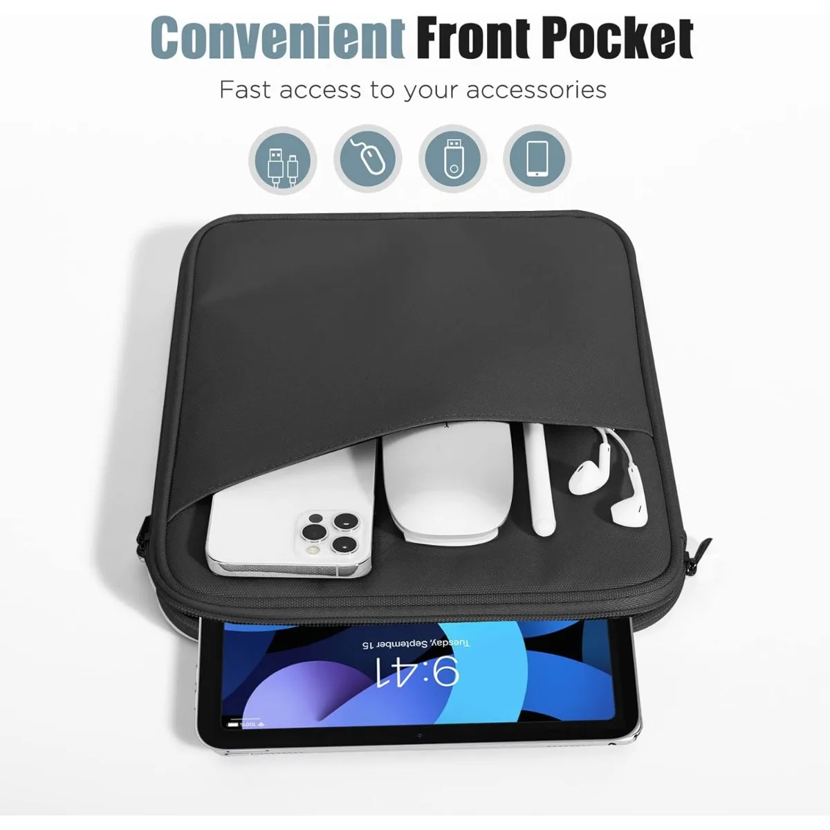 

9-11" Tablet Sleeve for iPad 11-inch A16 2025, iPad 10th Gen. 10.9", iPad 10.2", iPad Air 11 Inch0.9", Galaxy Tab A9 Plus 11