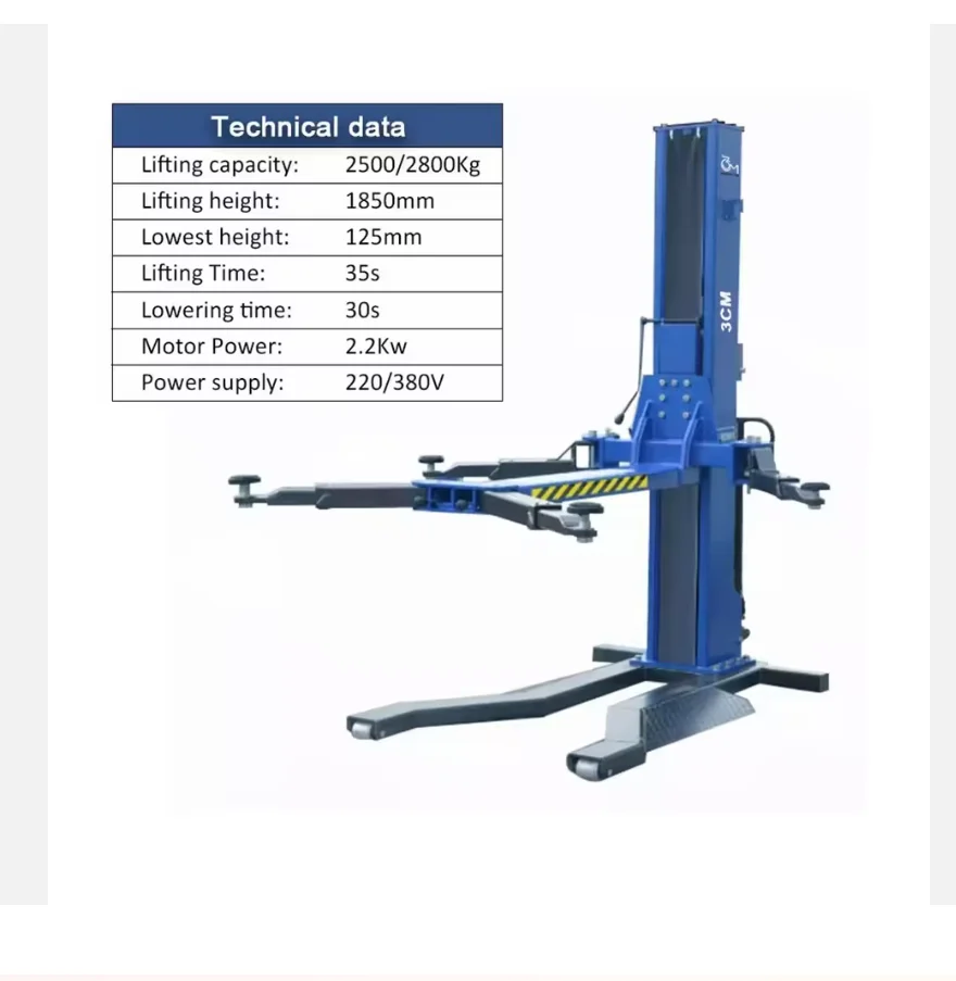 Hot SalesVoertuiguitrusting Enkele Post Autolift Mobiele Auto Takel Autolijsysteem