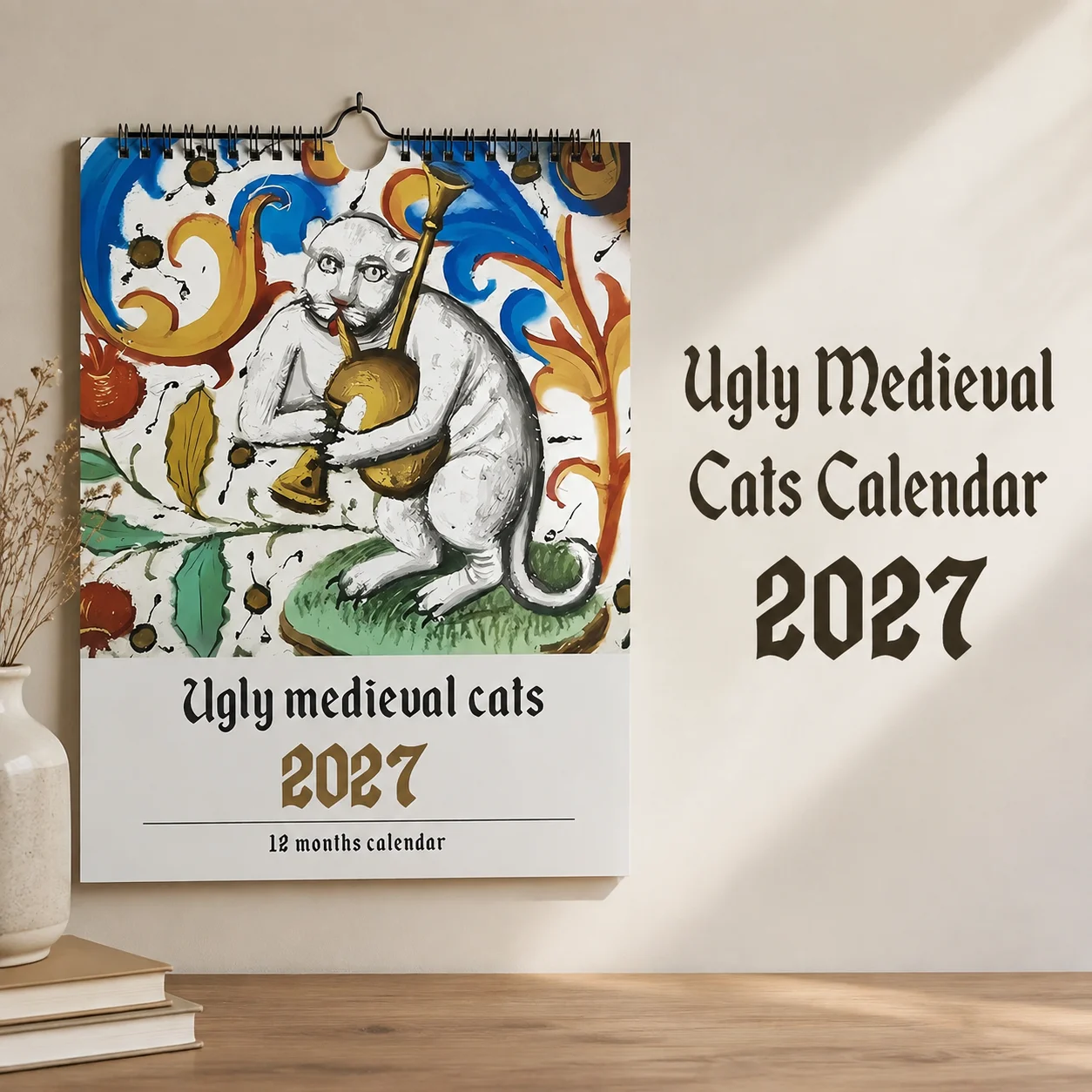 Funny Calendar 2027 Weird Historical Cats Monthly Planner for Wall Art Gag Gift for Cat Lovers & History Buffs Strange Cat