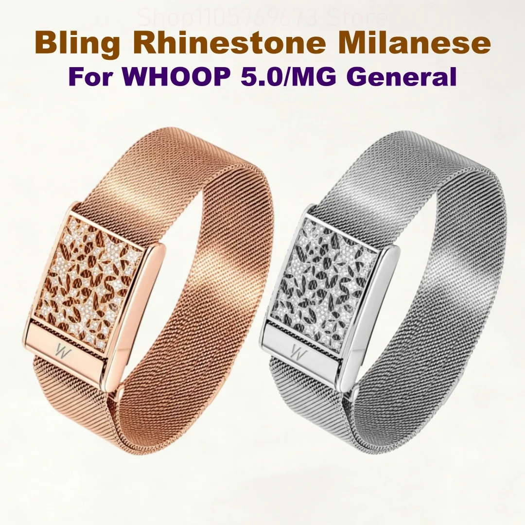 Milanese Magnetic Jewelry Style Strap Full Diamond Metal Frame Personalized Wristband Unisex Suitable for Whoop 5.0 Peak Life MG