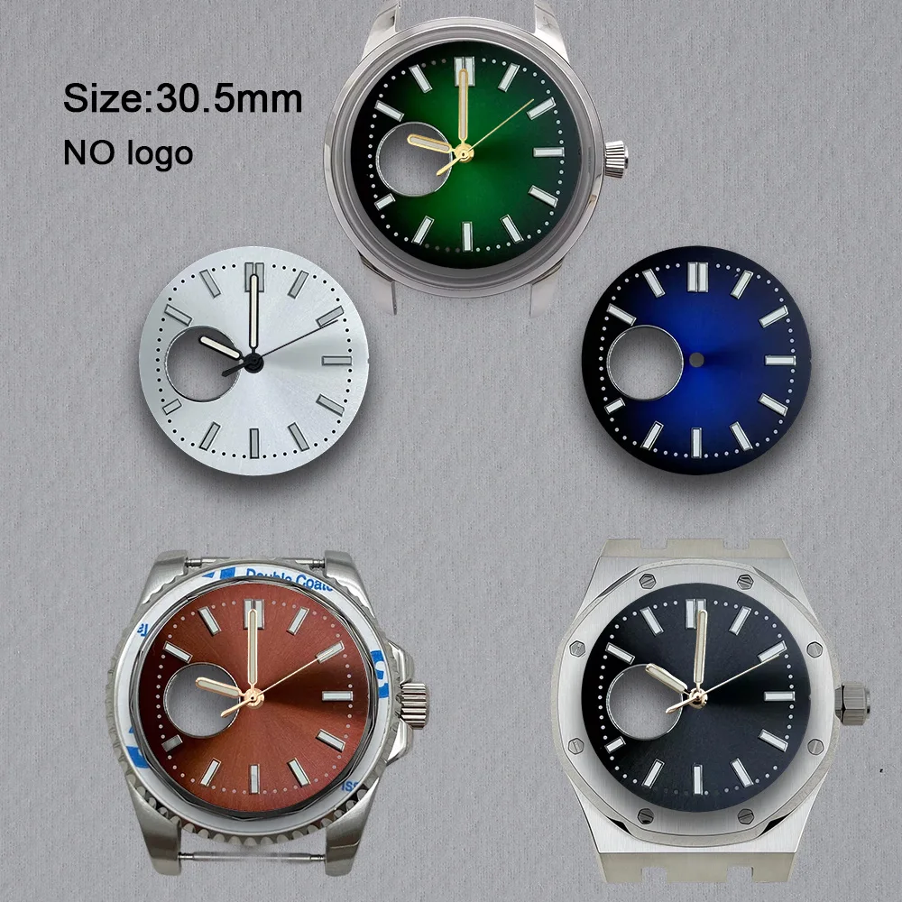 No Logo 30.5mm Hollow Out Nautilus Dial For NH38 Movement Green Luminous Custom Logo Watch Dials Hands Accessories Repair Tools