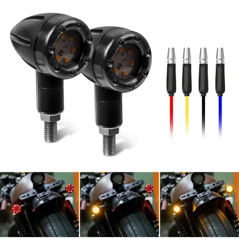 4Pcs/set Motorcycle LED Brake Lights Amber and Red Turn Signal Tail Light Indicator Warning Signal Bulbs Lamps Motor Accessories