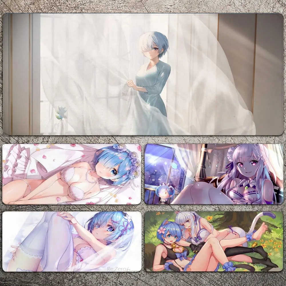 

Anime Rem Re Zero Mousepad Large Gaming Mouse Pad LockEdge Thickened Computer Keyboard Table Desk Mat