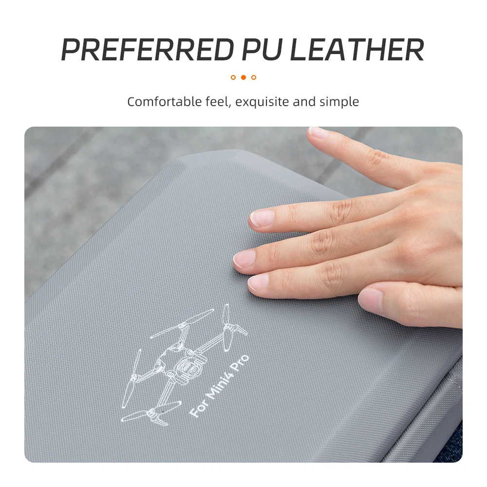 XFJI Tragetasche Kompatibel mit DJI Mini 4 Pro PU-Leder Reisetasche Geeignet für Mini 4 Pro RC2/RC-N2 Drohnen-Zubehör – Detail 6