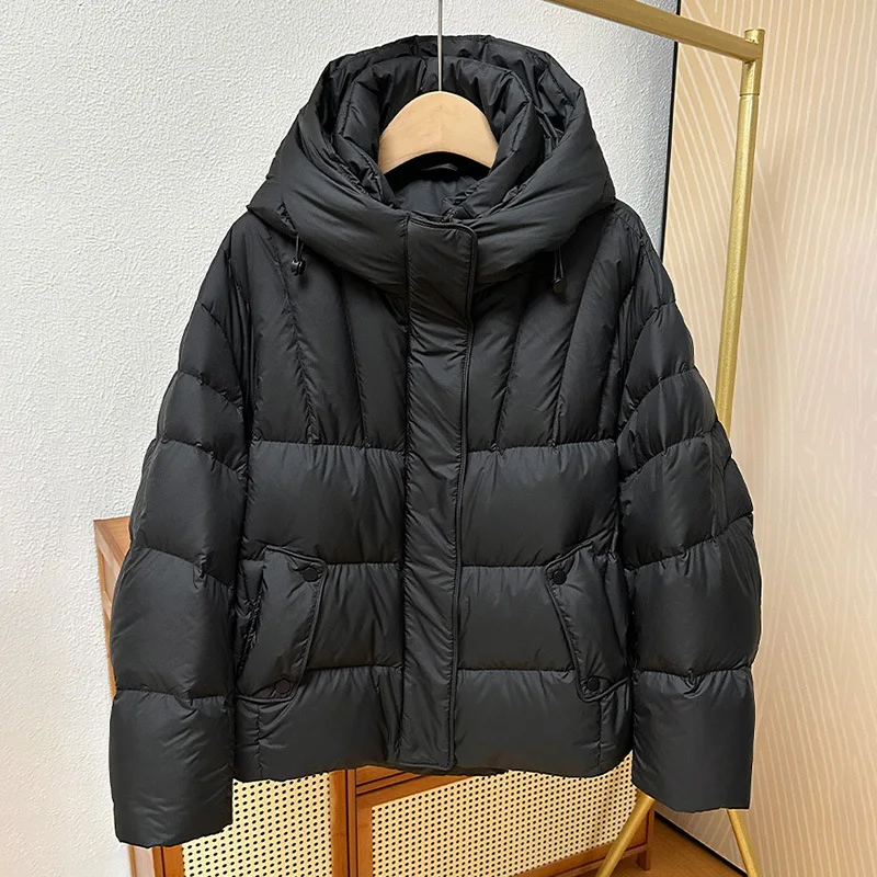 2024 autumn and winter fashion hooded thickened bread down jacket women's winter loose large size warm coat trendy coat