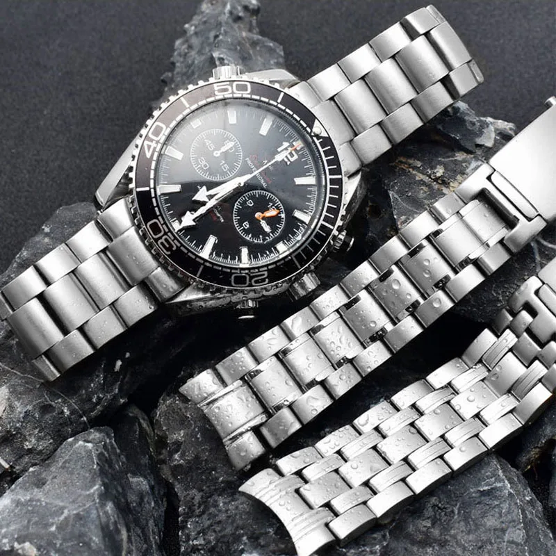 High Quality Solid Stainless Steel Watch Strap For Omega Watch Band Seahorse Super Series Men\'s Bracelet 18mm 20mm 22mm