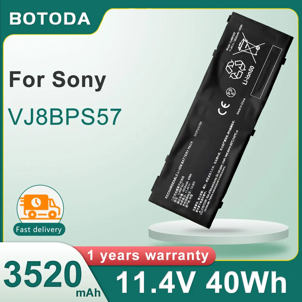 BOTODA 11.4V 40Wh 3520mAh VJ8BPS57 Laptop Battery Rechargeable for Sony VAIO S15 2019 Year 31CP5/57/80 Series