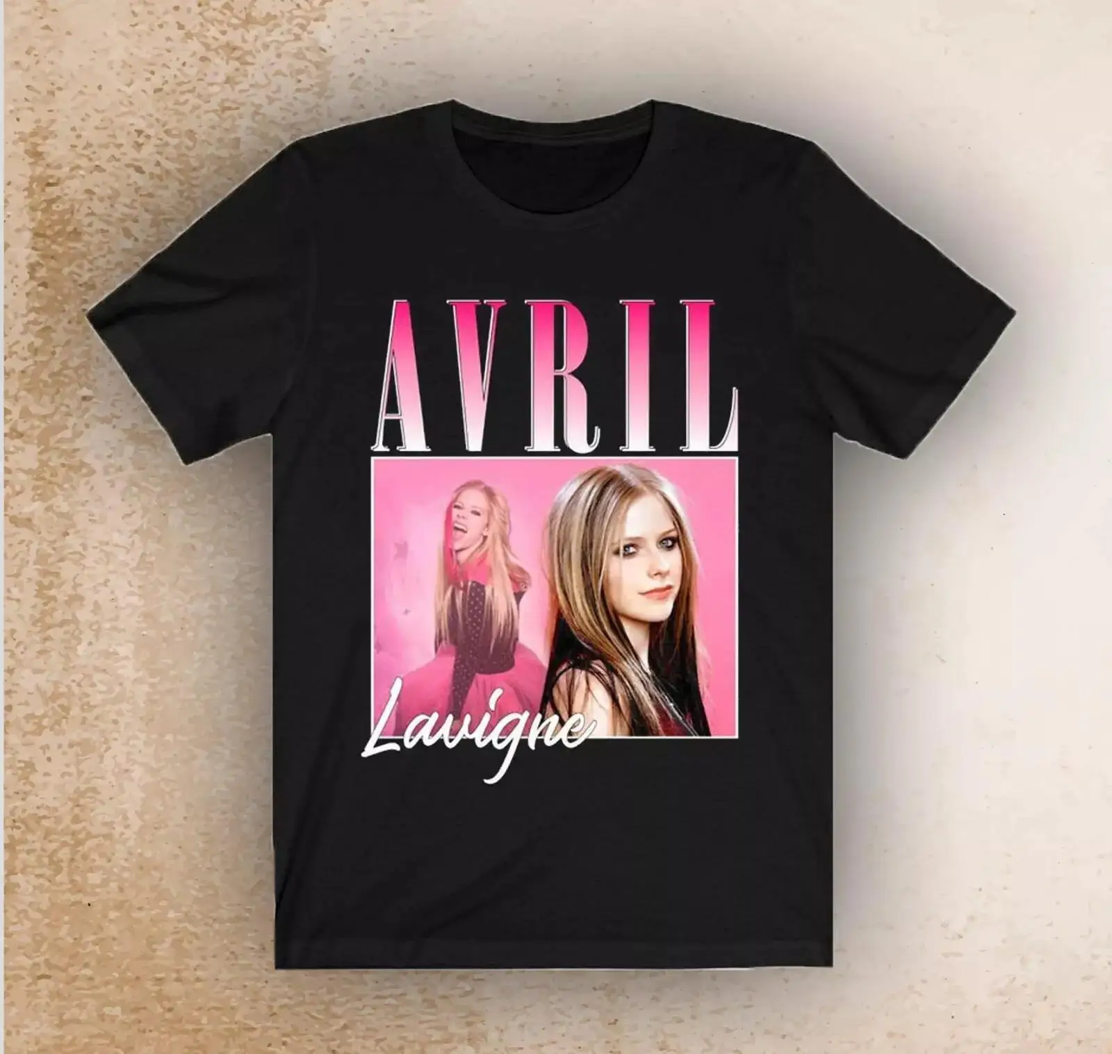 Avril Lavigne Star Short Sleeve Cotton Black Unisex t-Shirt