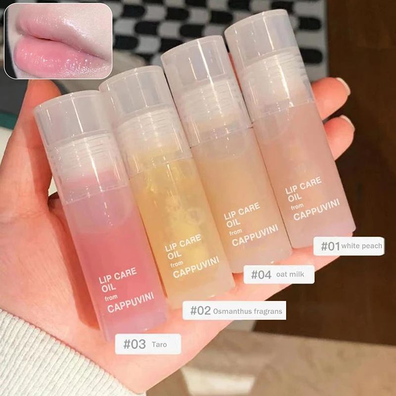 Cappuvini Olio per labbra trasparente Lucidalabbra in vetro Fragranza Non appiccicosa Idrata Tinta per labbra Lip Plumper Cura delle labbra Siero Primer Pennello