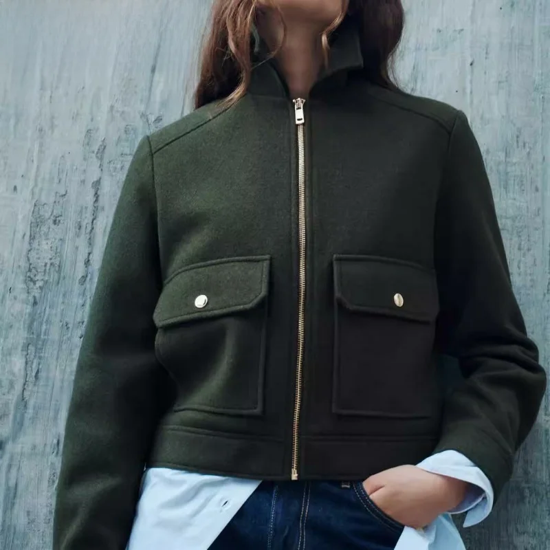 

Spring New Arrival Women's Jaet Soft Long Sve Collar Zipper ket Outerwear Casual Commute Sle Loose Fit ort L...