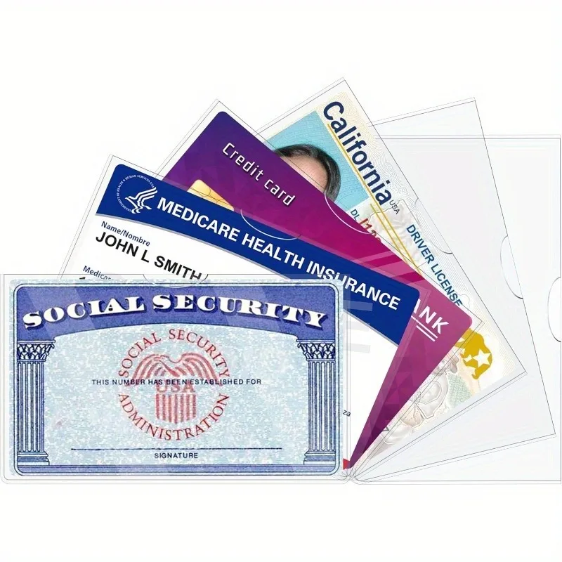 6/10Pcs PVC Social Security Card Sleeves, 24 Mil Soft Clear Waterproof Credit Card Holders, Easy Insert & Remove Design