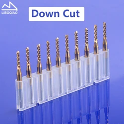 10PCS PCB Router Bits 0.8-2.0mm Down Cut Solid Carbide Corn Teeth Coated Milling Cutter CNC Tools  for Circuit Board electrical