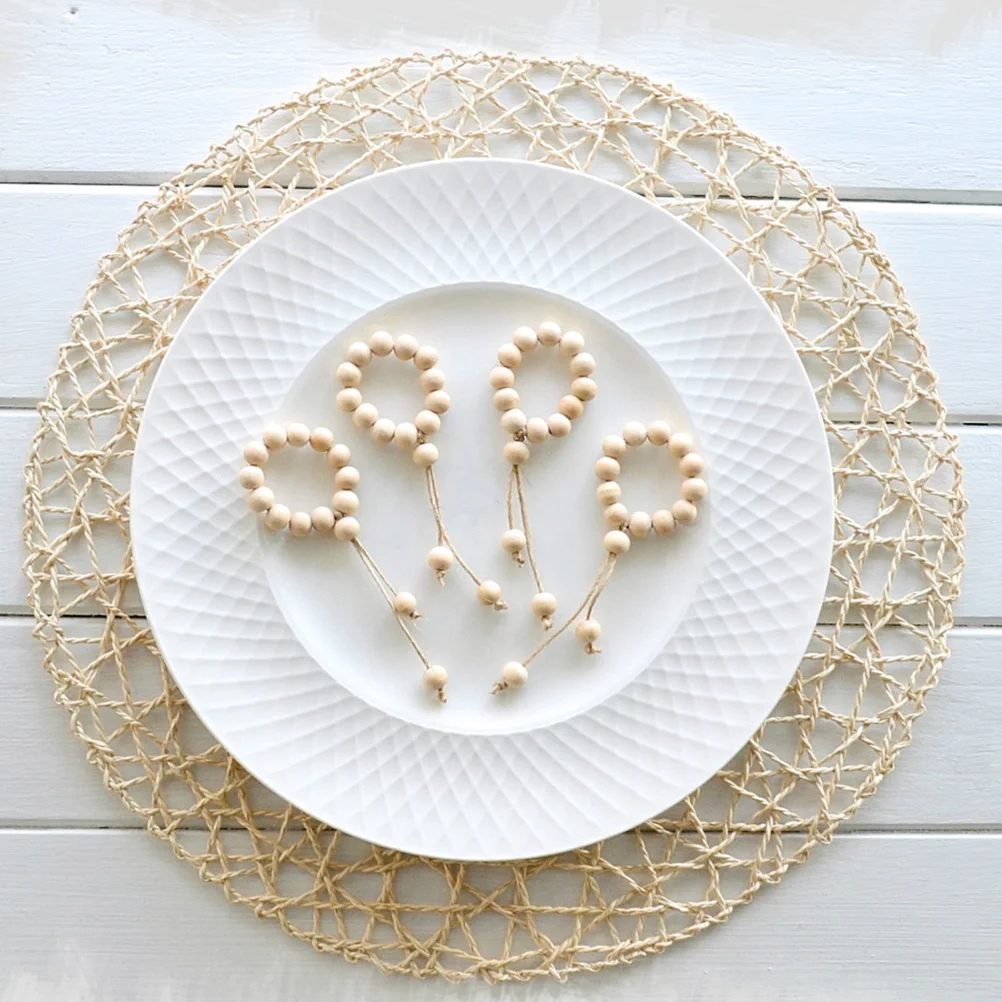 

8Pcs Napkin Rings Natural Wooden Bead Table Decor for Wedding Home Decoration DIY Chair Bands Shower Garden Balcony