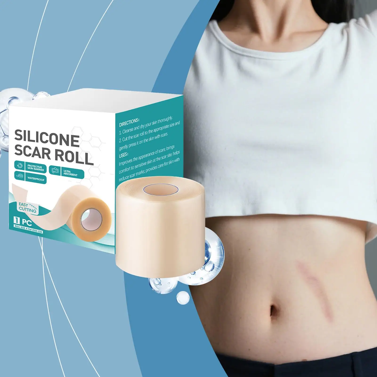 Reusable Invisible Silicone Scar Sheets Fast Healing Repair Self-Adhesive durable Tape Effective absorption Skin Care Strips