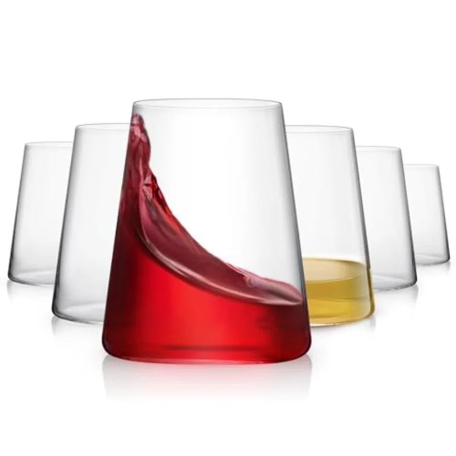 

Steml Wine Glasses Set of 6, Hand Blown Premium Crystal Red White Wine Glass - Modern Drinking Glasses for Women, Men, Wedding,