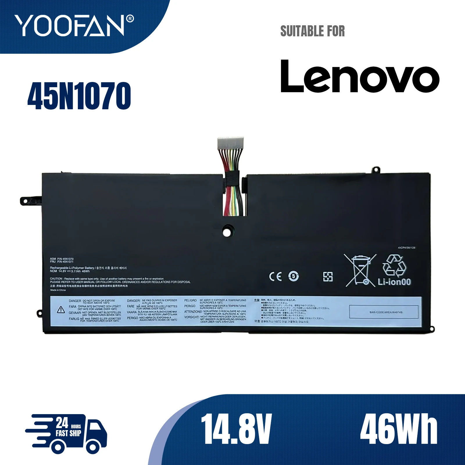 YOOFAN 45N1070 45N1071 batería del ordenador portátil para Lenovo ThinkPad X1 Carbon 3444 3448 3460 Series 14,8 V 3.11Ah 46WH