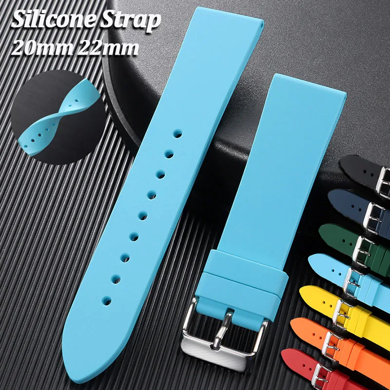 20mm 22mm Silicone Watch Band Soft Waterproof Rubber Strap for Omega for Seiko Universal Replacement Bracelet Sport Wristband