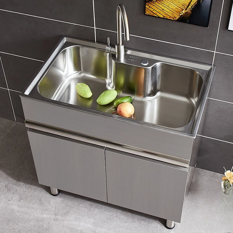 Mobile lavanderia in acciaio inossidabile 304, balcone, mobile lavabo integrato con lavabo, lavabo, mobile in legno massello combinato