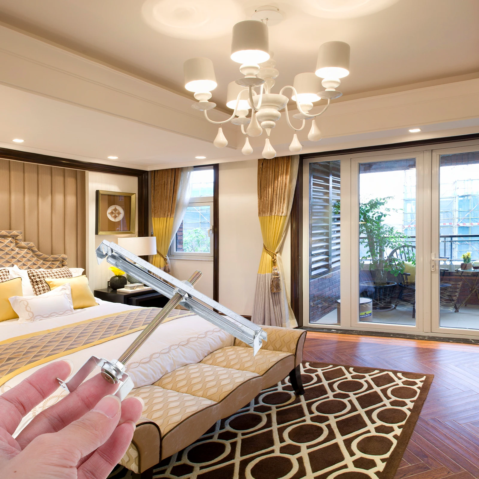 

1pcs Square Tube Light Accessories Adjustable Mounting Plate For Ceiling Fan Bracket Light Fixture Parts Crossbar Extension