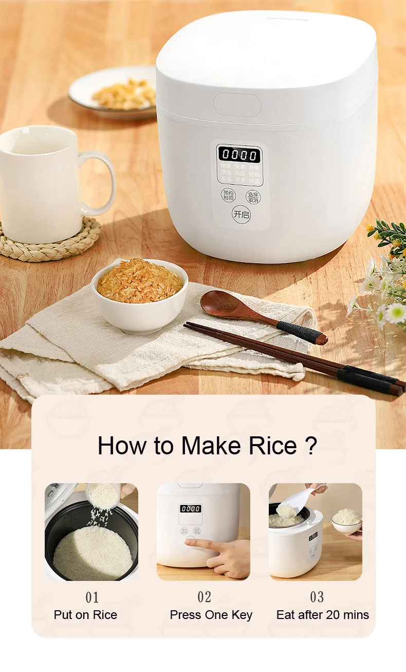 2021 Smart Life Rice Cooker Mini Rice cooker With Timer Digital Display 2L Mini Portable Travel Rice Cooker