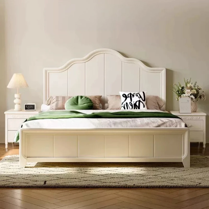 

Fancy White Bed Unique Aesthetic Minimalist Frame Cream Deluxe Bed French Lounge Cabeceira De Cama Box Casal Bedroom Furniture