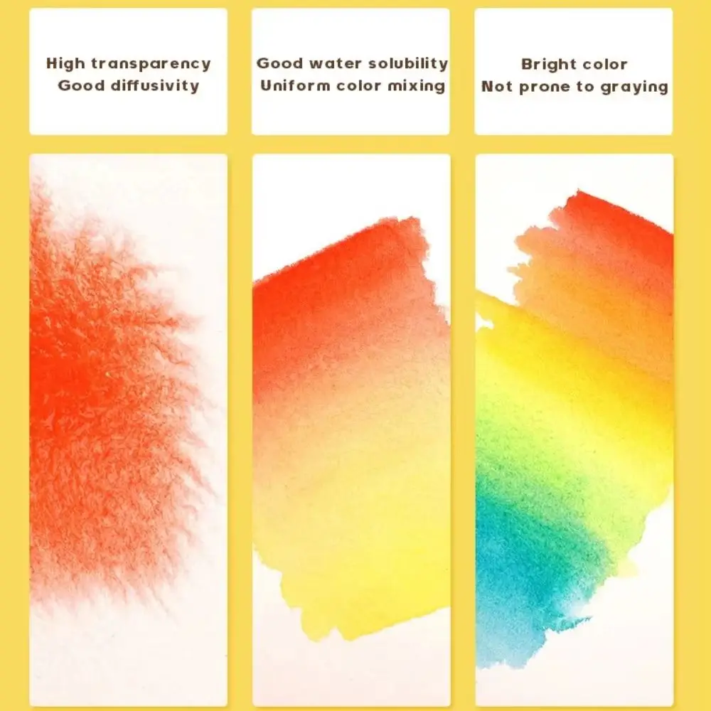 12/18/24/36 Colors Solid Watercolor Paint Set Portable Beginner Foldable Travel Water Color Professional with Painting Brush