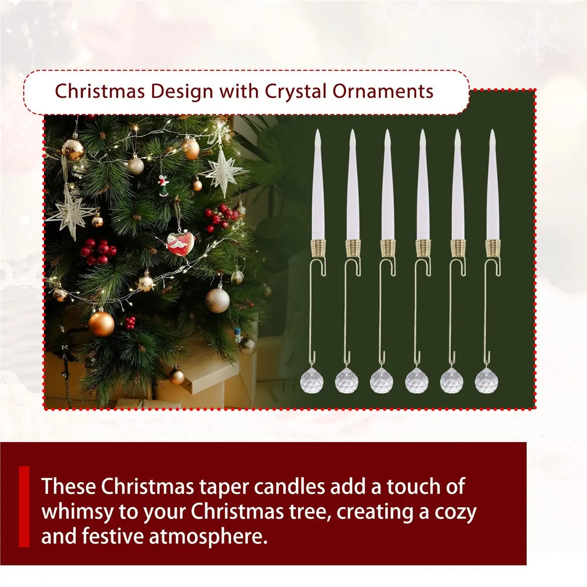 828 12pcs Flickering Remote 0.5In X 6In LED Short Taper Candles with 12 Crystal Ball Hooks,Flameless Warm Light Candlesticks