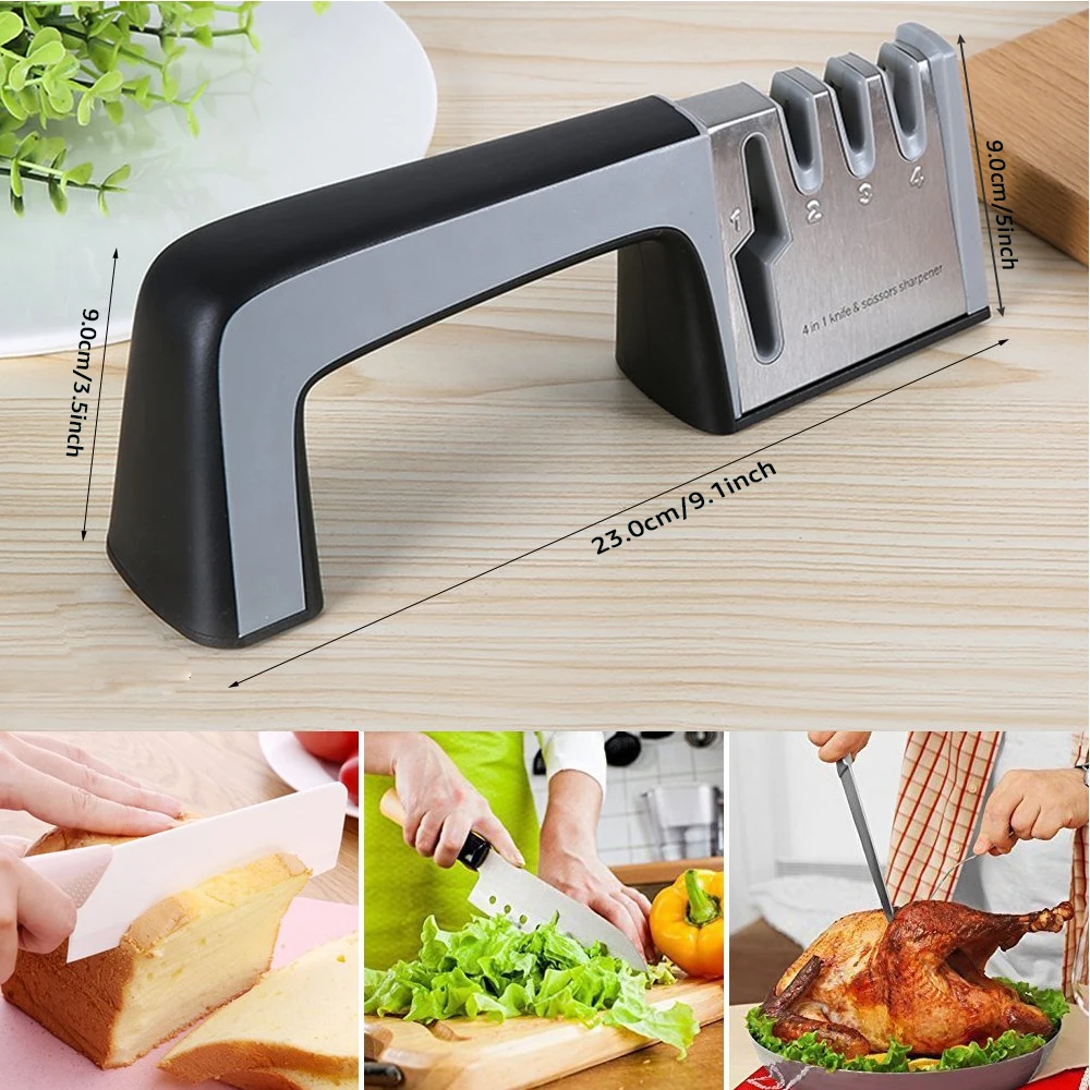 Knife Sharpener Professional Sharpening Stone Whetstone Grindstone 2/3/4 Stages Kitchen Knives Scissor Grinder Stone Householder