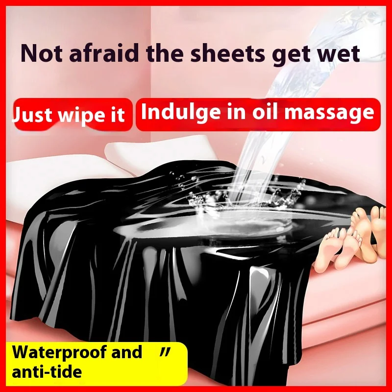 

New Couple Game Waterproof Bed Sexy Sheet Waterproof PU Bed Sheet Oil Resistant SPA Mattress Black PVC Thick Bed Plastic Leath