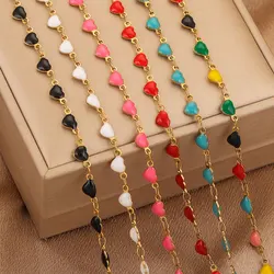 1Meter Stainless Steel Color Drip Oil Heart Shaped Coil Chain for DIY Bracelet Necklace Parts Material Charms for Jewelry Making