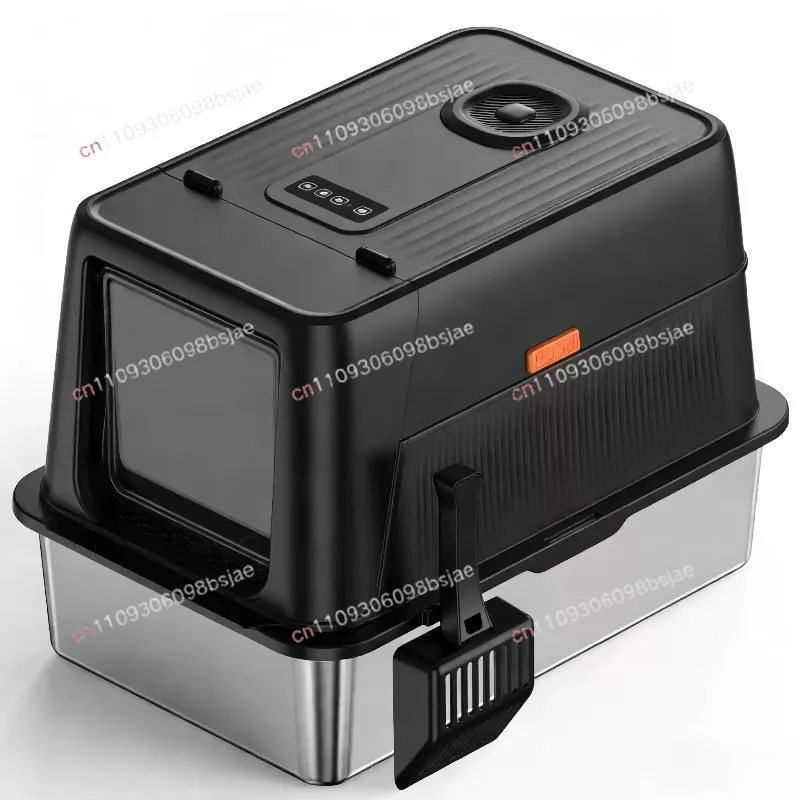 Stainless steel cat litter box, oversized, fully enclosed, intelligent fresh air, negative ions, strong deodorization