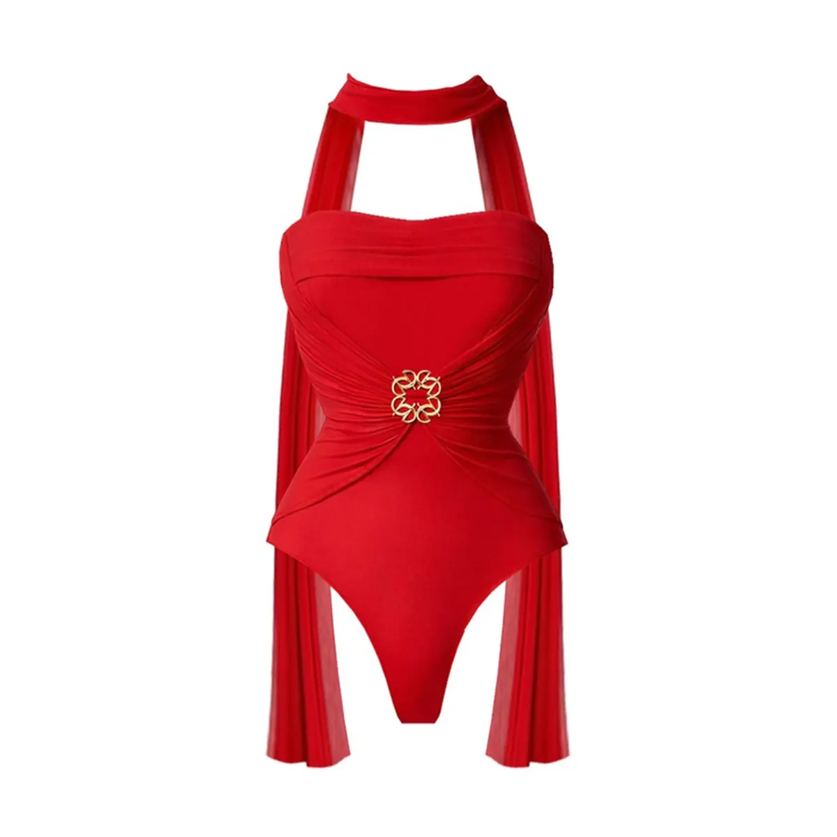 Bandeau Swimsuit Women One-Piece Swimwear 2026 New Summer Bathing Suit with Long Strap Female Beachwear Sexy Bodysuit