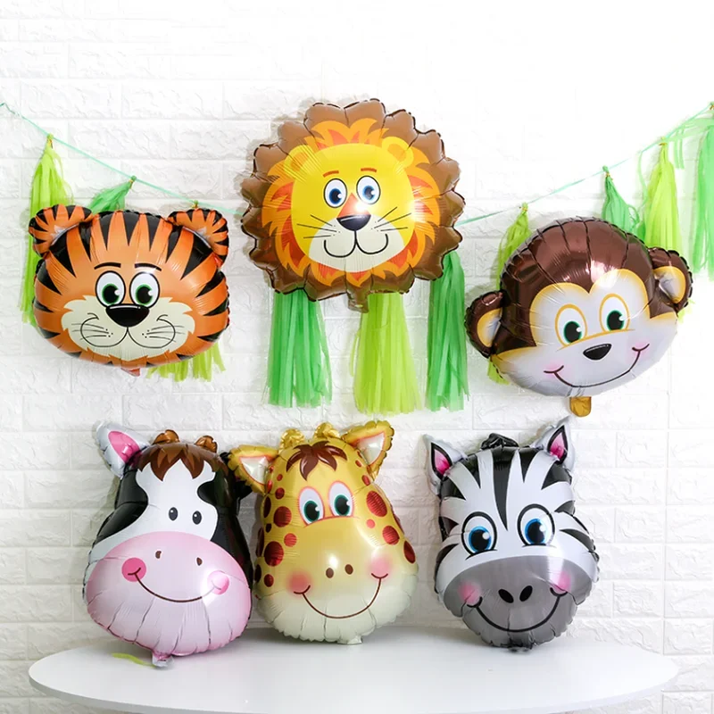 1Pc Jungle Dier Ballons Tijger Leeuw Aap Zebra Giraffe Koe Air Helium Ballon Kids Safari Verjaardag Party Decor Supplies gift