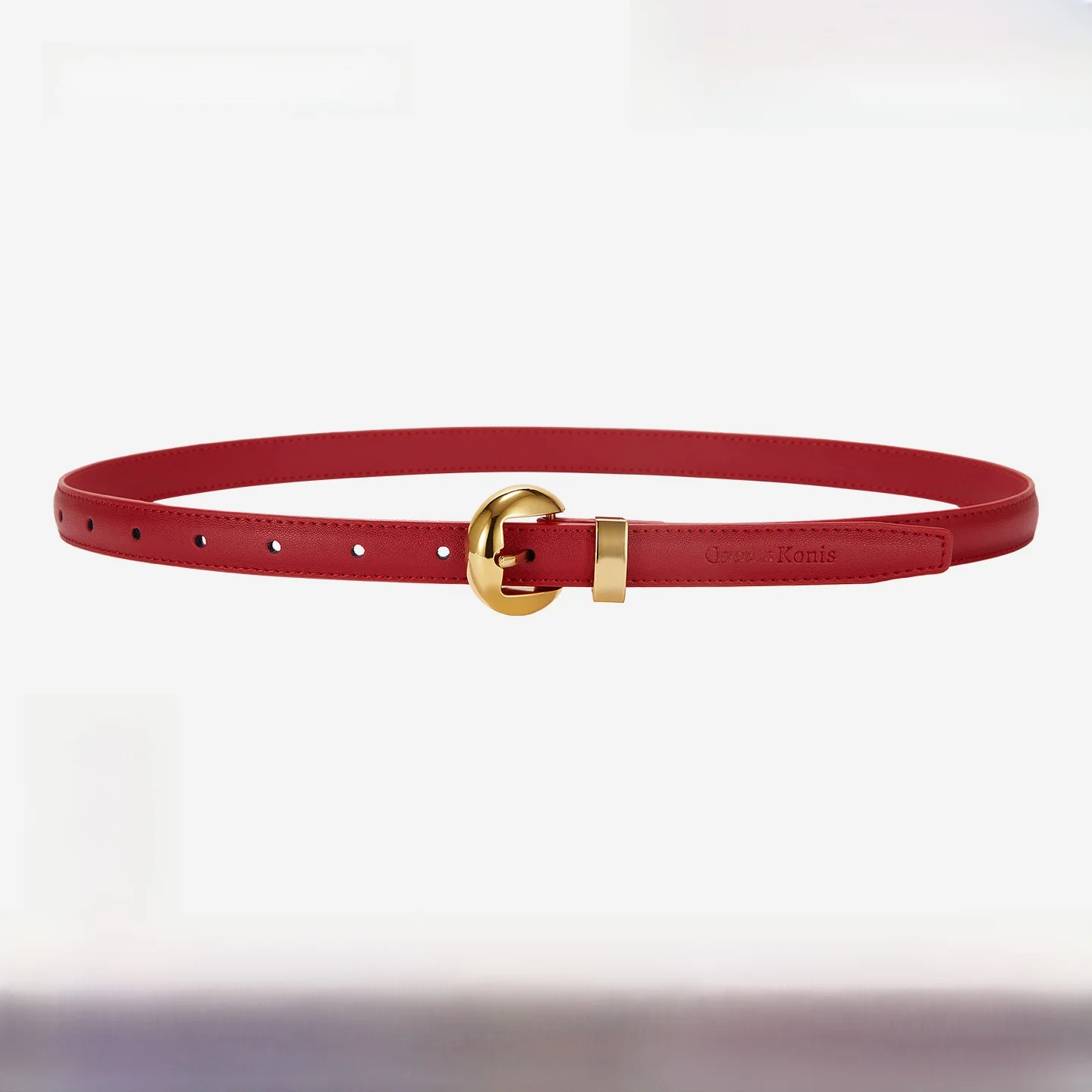 本革ベルト-女性用-レッド-装飾ベルト-ジーンズ用-カジュアル-ファッション-アクセサリー-ダブルニードル縫製職人技